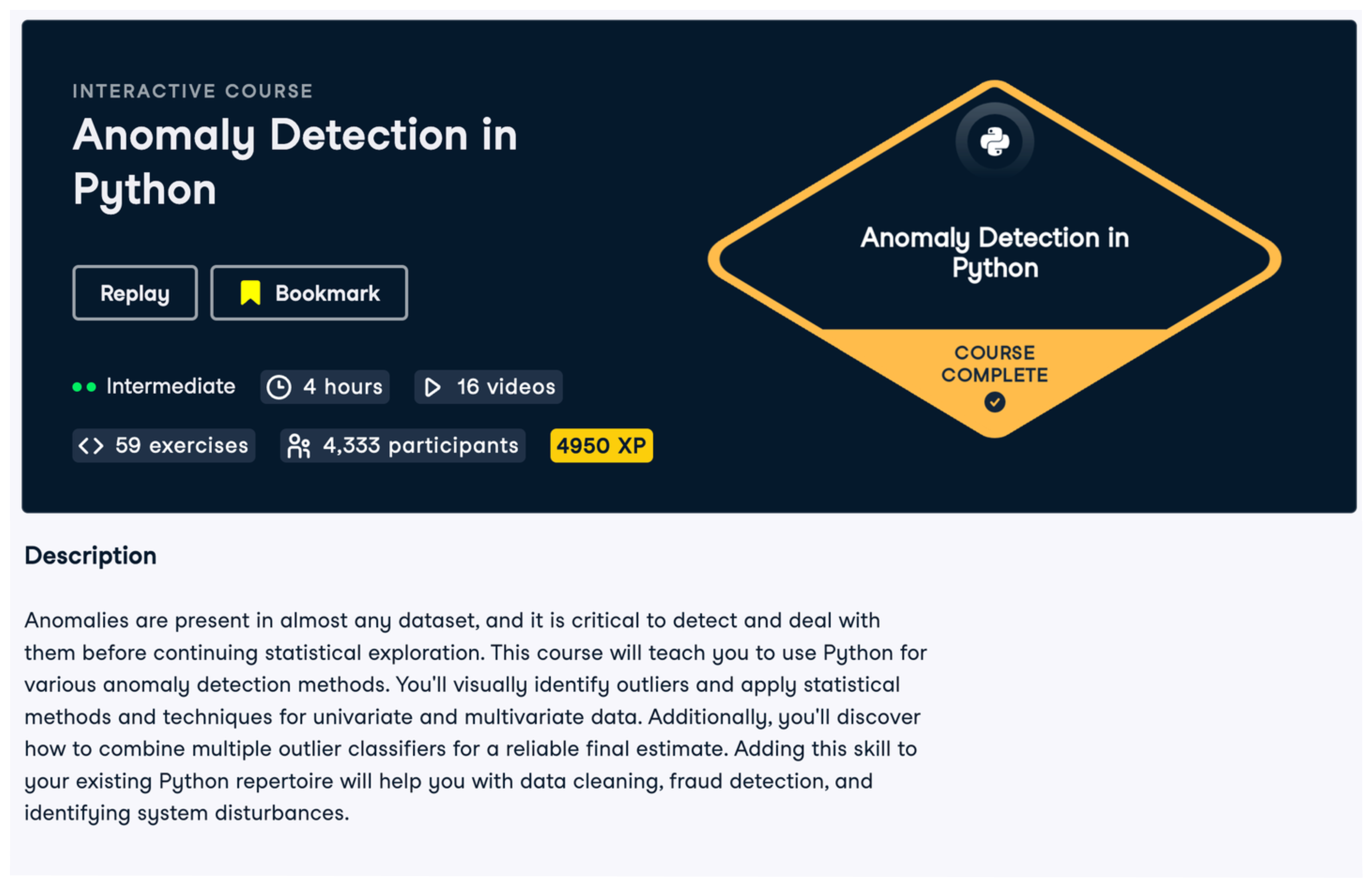 Cover image for the anomaly detection course in Python.